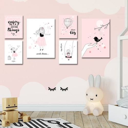 Imagen 3 de 6 de Set Cuadros Para Niñas Ballet Lienzo Canvas Modernos Seguros