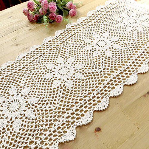 Kepswet Girasol Algodón Hecho A Mano Crochet Encaje Rectángu