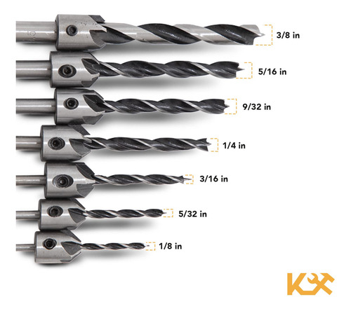 Ruiyue Juego De Brocas Con Avellanador 1/8 A 3/8 Pulgadas