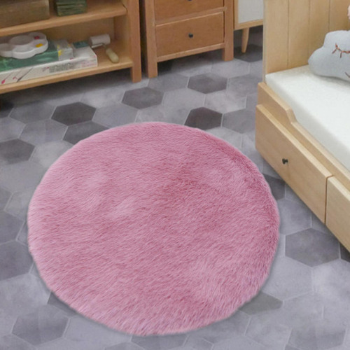 1:12 Mini Alfombra De Felpa Casa De Muñecas Rosa Redondo L