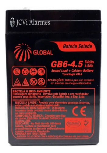 Bateria 6v - 4,5ah Original Para Moto Eletrica Bandeirantes.