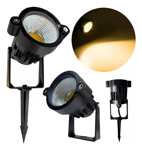 60x Luminária Espeto Jardim Com Lâmpada Cob Led 15w Quente