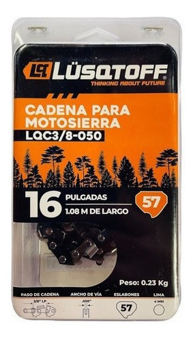 Imagen 2 de 4 de Cadena Motosierra Lusqtoff Chinas 16 Paso 3/8 57 Eslabones
