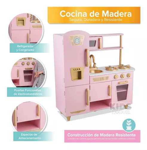 Cocina de Juguete de Madera para Niños con Refrigerador Cocinita