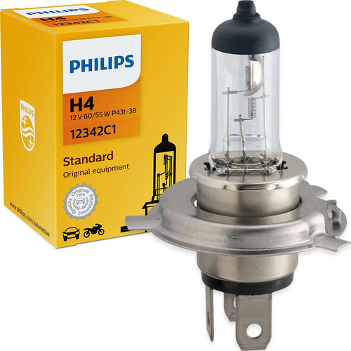 Imagem 1 de 6 de Lâmpada Philips Standard H4 55/60w 12v 12342c1 Farol Comum