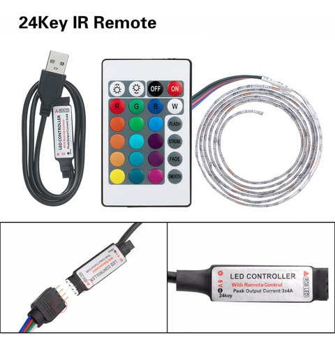 Tira De Luz Led Con Control Remoto, Alimentada Por Usb, 16