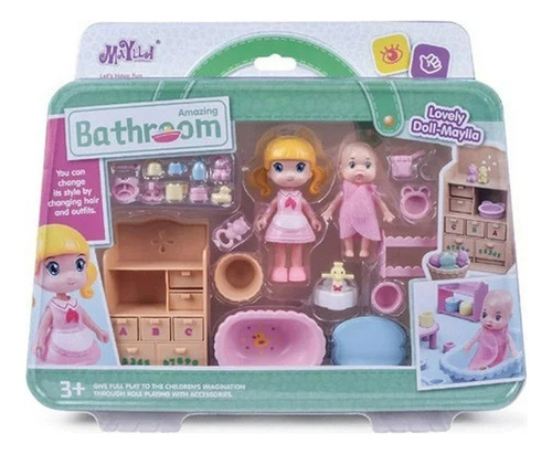 Set De Mini Muñecas - Hora Del Baño