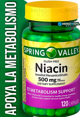 Niacina Premium 500mg Spring Valley 120 Cápsulas