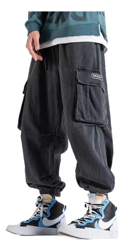 Hombres Joggers Cargo Denim Pantalones Baggy Harem Ropa