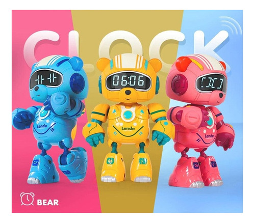 Despertador Oso Robot Alarma Inteligente Sonido Y Movimiento Rojo