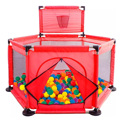 Corral Plegable Pelotero Bebé + Aro Basket + 30 Pelotas