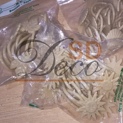Imagen 5 de 8 de Ganchos Plásticos P/ Cortina De Baño Blanco, Beige - Sd Deco