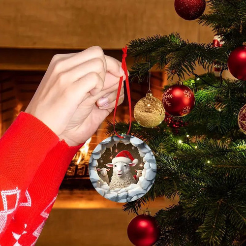 . Adorno Navideño Con Forma De Vaca, Acrílico, Plano,