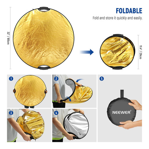 Reflector De Luz Neewer Rf-80ii 32/80 Cm 5 En 1 Con Pinza Y