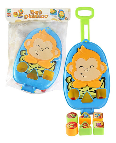 Baúl didáctico de juguete para niños con piezas de montaje de pequeños monos de colores