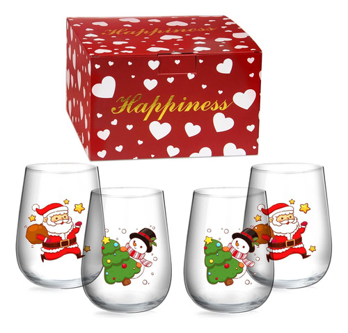 Set De 4 Copas De Vino De Navidad, Copas De Vino...