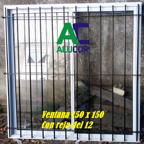 Ventana De Alumnio Bla 150 X 150 Con Reja