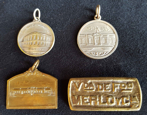 Antiguas Medallas Y Placa Partido De Merlo (las 4). 58098