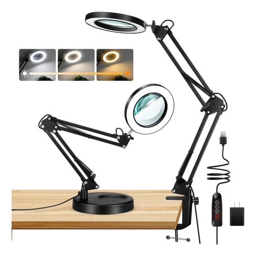 Lupa 10x Con Luz Y Soporte, Lupa Iluminada Led 2-in-1 Drdefi
