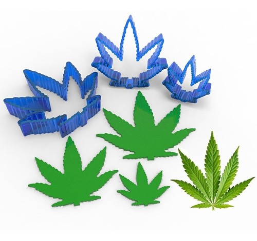 Set Cortantes Galletas O Fondant Hoja Cannabis Marihuana 