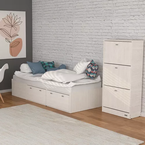 Zapatero Botinero Organizador de Calzado Armado 3 Puertas 18 Pares Muebles  Económicos Blanco