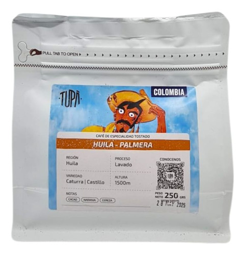 Cafe De Espec. Grano Colombia Huila- Palmera X 250 Gr - Tupa