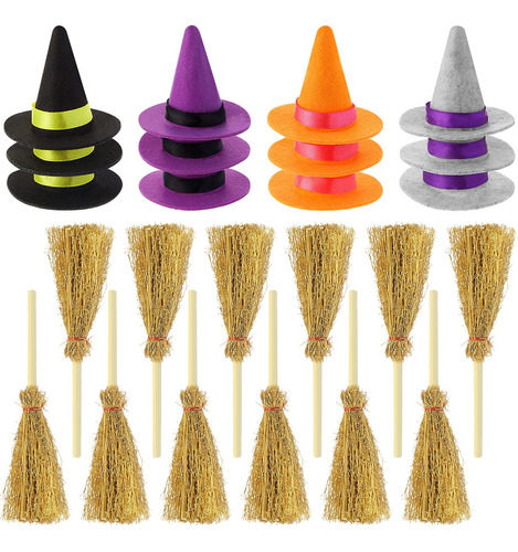 24 Piezas De Mini Sombreros De Bruja De Halloween, Cubiertas