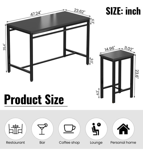 Awqm Counter Height Dining Set Industrial Kitchen Table And