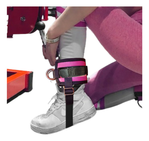 Grilletes Reforzados Gym Tobilleras Ajustables Par Rosa Chicle