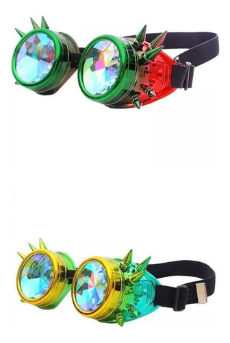 2x Rainbow Steampunk Goggles Lentes De Caleidoscopio De