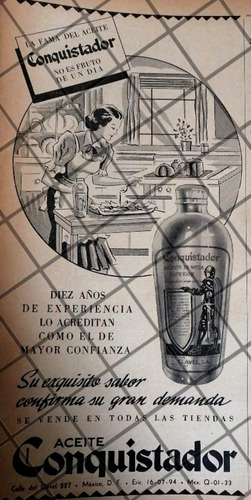 Cartel Publicitario Retro Aceite Conquistador 1942 359