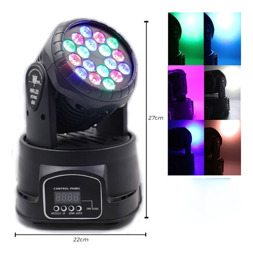 Mini Moving Head Light 18 Leds 100w Rgbw Iluminação Dmx Pr
