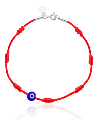 Pulseira Kabbalah Sete Nós Com Medalha D Olho Grego Vermelha