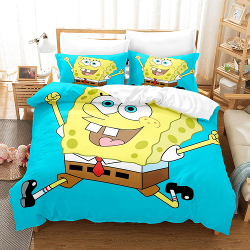 Juego De Cama Doble Con Estampado 3d, Bob Esponja