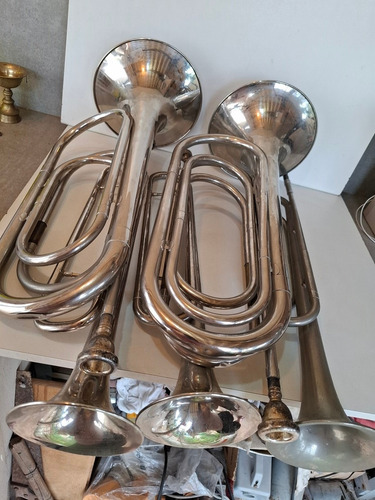 Lote De 3 Cornetas E 2 Cornetões Quirino Antigas Usadas