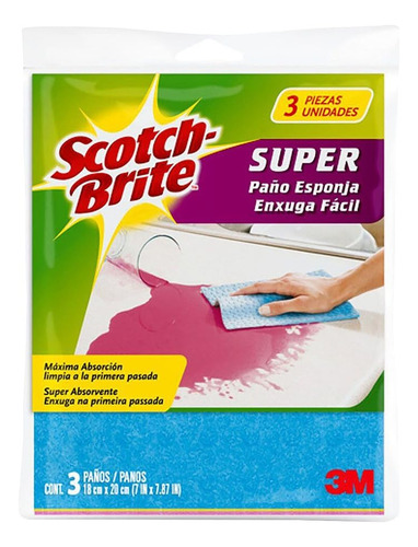 3m Scotch-brite Paño Esponja Superabsorbente, 3 Pack