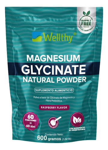 Glicinato De Magnesio Sabor Frambuesa 600 Gr Wellthy