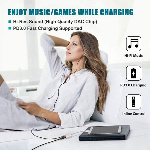 Adaptador De Auriculares Y Cargador Tipo C A Dual C Hub