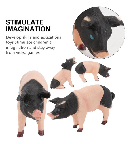 Juguetes Modelo Mini Cerdo, 4 Unidades, Simulación, Granja,