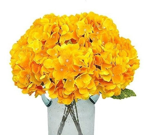 Hortensias Artificiales 1 Ramo -5flores-diam16cm.- Amarillo