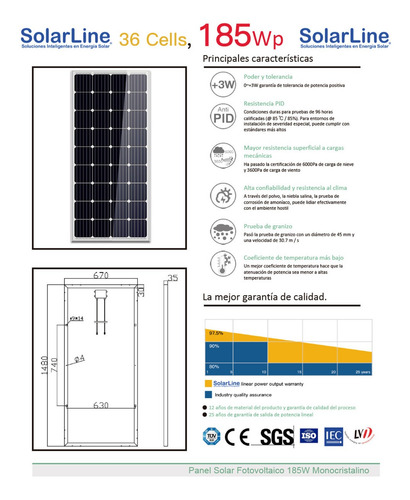 Panel Solar Fotovoltaico 185 Watt 185 Watts 185wp 185w R 20a