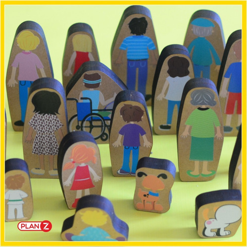 Imagen 4 de 9 de Muñecos Madera Familia Figuras Juegos Didacticos Niños