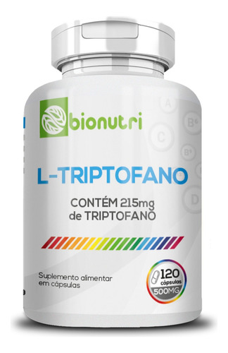 Triptofano 120 Cápsulas 500mg Maior Concentração - Bionutri Sabor Sem Sabor