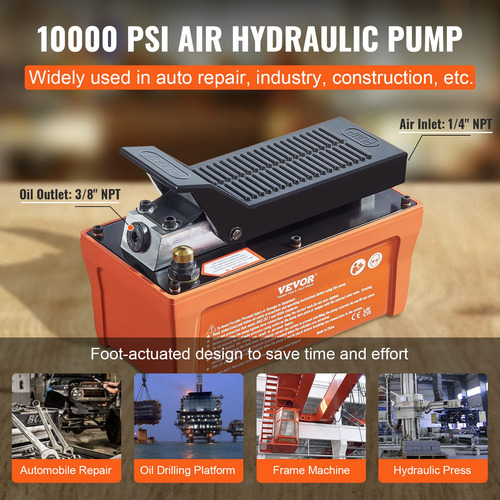 Bomba Hidráulica Pneumática Vevor 10.000 Psi 1,9 L Com Tubo