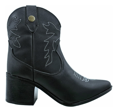 Botines Cowboy Bota Moda Vaquera Bordada Tacon Mujer Oferta