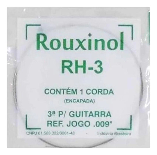 Corda Avulsa G Sol (3ª) Para Guitarra Rouxinol Rh-3 Encapada