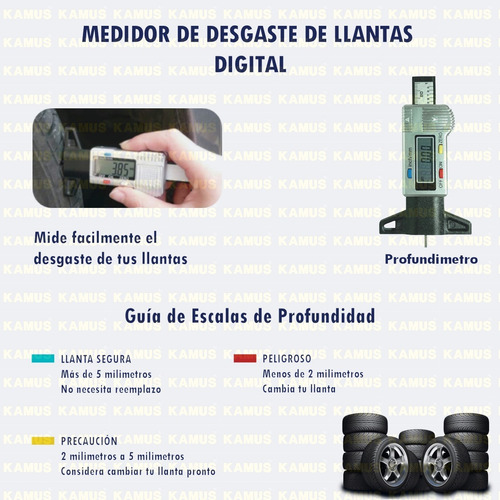 Imagen 2 de 5 de Medidor D Profundidad Medir Desgaste Llantas Digital + Envio