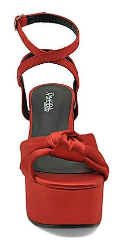 Zapatilla Plataforma Tacón Alto De Vestir Rojo 245-510
