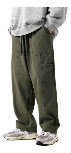 Pantalones Cargo Sarga Hombre Mujer Monopatín Cordón Ancho