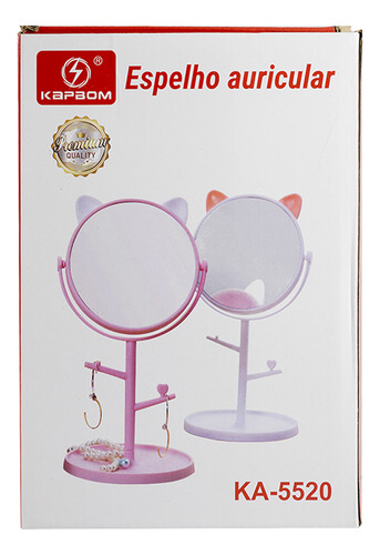 Espelho De Maquiagem De Mão Modelo Gatinho Kapbom Ka-5520
